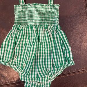 Little English 6month Green Gingham Bubble
